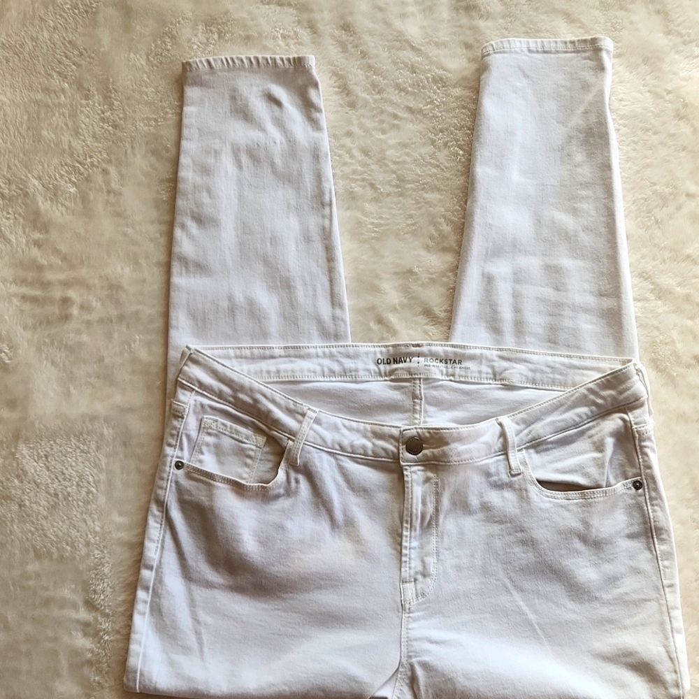 Old Navy Midrise Rockstar Jeans in White, Sz 16R